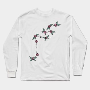 Lacerta (Lizard) Constellation Roses and Hearts Doodle Long Sleeve T-Shirt